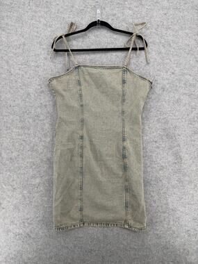 NWT Monki Beige Dusty Light Rosie Denim Mini Dress Size 42 EUR